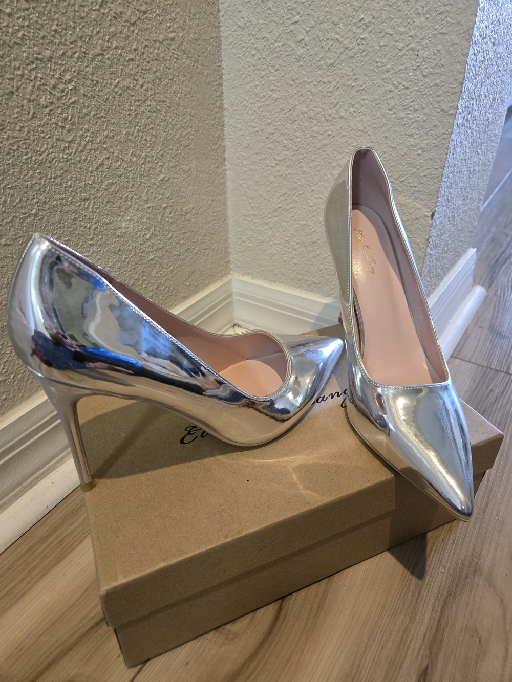 Metallic Silver Pointed Stiletto Heels